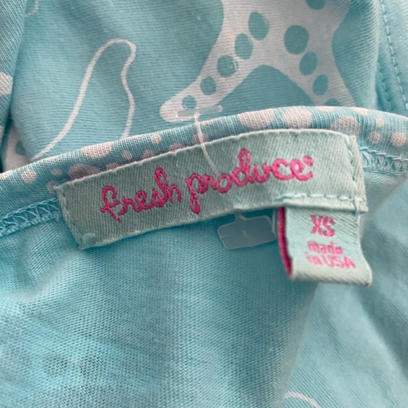 Fresh Produce Blue White Starfish Print Scoop Neck Short Sleeve Tshirt Size XS - Picture 3 of 4